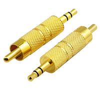 zdyCGTime Lot de 2 adaptateurs Audio plaqués Or 3,5 mm vers RCA mâle en métal RCA mâle vers Jack 3,5 mm (1/8") TRS stéréo connecteur mâle pour Adaptateur Casque RCA 3 pôles Doré.