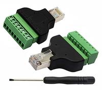 zdyCGTime Lot de 2 connecteurs RJ45 mâles vers 8 P 8 C Femelles à Visser Type bornes Ethernet pour AV CCTV UTP DVR Cat5 Cat5e Cat6 Cat7 300 V 8 A Dividable.