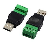 zdyCGTime Lot de 2 connecteurs USB 2.0 A à vis Femelle vers 5 Broches Femelles à Visser 5 Broches de vissage de Type Bouclier Connecteur convertisseur 300 V 8 A Male