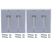zdyCGTime Lot de 2 plaques murales à brosse pour câblage, gestion interne RJ45, câble audio et vidéo USB à faible tension