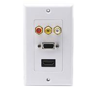 zdyCGTime Plaque murale 3RCA + HDMI + VGA Composant HDMI Composite Audio Vidéo Montage mural Prise de courant Blanc (3RCA, HDMI et VGA)