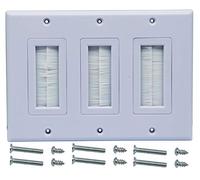 zdyCGTime Plaque murale brossée à 3 interrupteurs pour câblage, gestion interne RJ45, câble audio et vidéo USB, type brosse basse tension, installation murale (1 pièce, 3 gang)