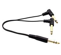 zdyCGTime plaqué Or 1/4 Pouce 6,35mm mâle à 90° 2 6,35mm 1/4 Pouce mâle TRS câble Audio séparateur Y stéréo,3 Broches 6,35mm à 2 Broches 2 câble séparateur Y Audio 6,35.(30cm/1pièce)