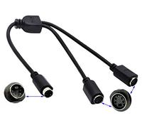 zdyCGTime S-Video Câble Adaptateur répartiteur 4 Broches Mini DIN Y 4 Broches Mini DIN S-Vidéo mâle vers 2 Femelles Y pour câble SVHS/S-Vidéo (28 cm)
