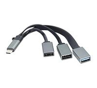 zdyCGTime Type-c 3.0 Mâle vers 1 USB A 3.0 + 2 USB A 2.0 Femelle Câble Adaptateur 3 en 1 USBC vers 3USB Femelle Extension OTG Hub Splitter pour Téléphone, Tablette, Disque U etc. (19cm/1 Paquet)