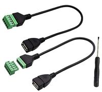zdyCGTime USB 2.0 A câble de connecteur de borne à vis USB 2.0 A fiche Femelle à 5 Broches/vis Femelle à vis,Câble de connecteur d'adaptateur enfichable avec borne de Blindage.(30CM/2 pièces)