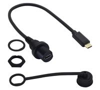 zdyCGTime USB-C 3.1 10Gbps Mâle à Femelle Câble D'extension Intégré,Panneau Rond étanche à L'eau et à la Poussière,Compatible Avec Les Surfaces de Tableau de Bord de Voiture,Bateau. (12 Pouces/30CM)