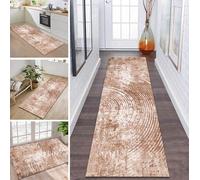 ZDYHMrj Tapis de couloir, antidérapant, 60 x 180 cm, couleur caramel, lavable, moderne, pour couloir, cuisine, entrée, salon