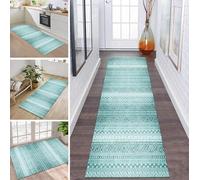 ZDYHMrj Tapis de Passage Tapis Cuisine Devant Evier Lavable Antiderapant 40X100CM TapisCouloir Paillasson Interieur Cyan Turquoise Tapisd'Entrée Moquette Polyester Salon Chambre d'enfant Buanderie