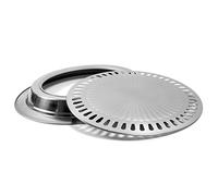 ZDYS Plaque de cuisson de style coréen, en acier inoxydable, anti-adhésif, ronde pour barbecue, camping, barbecue, poêles pour cuisiner de la viande, des légumes, 30 x 30 x 2,8 cm