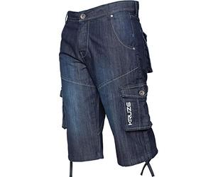 Ze ENZO Short cargo de combat pour homme en denim très résistant demi-pantalon Big King toutes tailles, Dark Stonewash, 42W