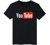 ZE YUAN Youtube t Shirt Logo Printed Cotton for Men Short Sleeve Youtube T-Shirt Black XXL