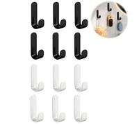 ZEACCT 12 Pièces Crochets en Forme de J, Auto-Adhésif Crochet, Blanc Tenture Murale Plastique Patère, Crochet Adhesif Mural Noir en Plastique, pour Salle de Bain, Manteau, Serviette, Clé