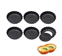ZEACCT 6 pcs moule à tartelette, Moule à Quiche, Moule à Gâteau Rond,Moule Rond Fond Amovible, Revêtement Antiadhésif, Moule à Tarte Cannelé Fond Amovible Moule à Quiche pour La Pâtisserie Maison
