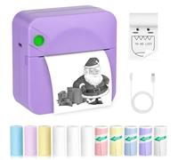 Zeacool Mini imprimante thermique de poche avec 11 rouleaux de papier, imprimante Bluetooth sans encre compatible avec Android et iOS, imprimante portable de reçus pour photo, journal, mémo, voyage,