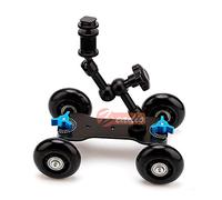 Zeadio Bras Magique + Mini-Chariot de Table sur Rail pour Tous Les moniteurs de Terrain ACL, Tous Les appareils Photo Reflex numériques, Flash Light, Microphones, etc (7 Pouces + Noir)