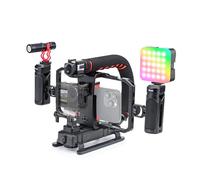 Zeadio Kit de stabilisateur de caméra tout-en-un pour smartphone, appareil photo portable avec cage en aluminium, lumière vidéo RVB et microphone pour tous les appareils photo reflex numériques, etc