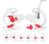 Zeadio Lot de 4 bouchons d'oreille à triple bride, doux et confortables en silicone filtré par le bruit - Transparent, taille M, paire de 4