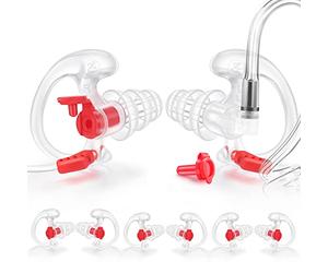 Zeadio Lot de 4 bouchons d'oreille à triple bride, doux et confortables en silicone filtré par le bruit - Transparent, taille M, paire de 4