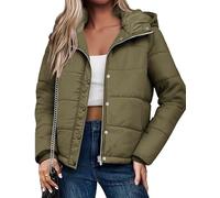 Zeagoo Blouson doudoune femme chaud hiver capuche poches fermeture éclair veste matelassée légère isolante coupe vent usage quotidien et extérieur Vert XXL