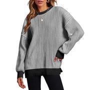 Zeagoo Pull Femme Chic Et Elegant Pulls Hiver Chaud Pull Femme Manches Longues Sweat Oversize Pulls Automne Tricot Haut NeroGrigio S