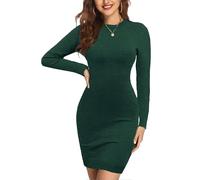 Zeagoo Robe Pull Femme Hiver Col Rond Élégant à Manches Longues pour Femmes Décontractée Basique Robe Pull Slim Elástique Robe en Tricot Moulante pour Bureau Fête Pullover Gris M