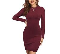 Zeagoo Robe Pull Femme Hiver Col Rond Élégant à Manches Longues Pour Femmes Décontractée Robe Pull Slim Elástique Robe en Tricot Moulante pour Bureau Fête Pullover Rouge M