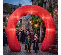 ZeahVeyora Arche gonflable géante en brique rouge de 2,7 m avec lumières LED intégrées pour jeu vidéo à thème, décoration de fête d'anniversaire