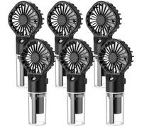 ZeahVeyora Lot de 6 mini ventilateurs brumisateurs portables rechargeables avec 4 vitesses pour voyage, camping, extérieur, maison, bureau, maquillage (noir)