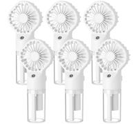 ZeahVeyora Lot de 6 mini ventilateurs brumisateurs portables rechargeables avec 4 vitesses pour voyage, camping, extérieur, maison, bureau, maquillage (blanc)