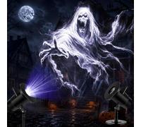 ZeahVeyora Projecteur d'extérieur menacing morts-vivants d'Halloween pour | Lampe de projection de mouvement vague d'eau pour cour, garage, porte, mur, fenêtre, maison hantée effrayante