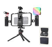 Zeaido Kit Vlogging Vidéo Tout-en-Un pour Smartphone, Cage Vidéo Polyvalente avec Éclairage RGB, Micro, Trépied à Rotule Arca et Stabilisateur - Idéal pour Youtube, TikTok et Streaming en Direct etc