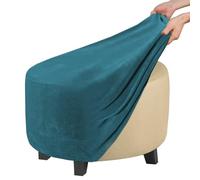 ZEaink Housse de Pouf Rond Velours 40x40/45x45/50 Housse Tabouret Rond Extensible Housse d'ottoman en Velours Extensible Housse de Protection de Repose-Pieds (Color : #11, Size : 45x45x40cm)