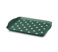 Zeal Plateau de Service en mélamine avec poignées et Bords relevés - Motif Pois - 30 x 21 cm - Vert forêt