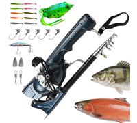 Zealburst EasyFish Folding Rod, 2026 New Easyfish Folding Rod with 21 Pcs Bait Set and 80m Fishing Line, Collapsible Telescopic Design for Fishing (Black,with 21 Piece Set)