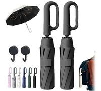 Zealburst Parapluie pliable pour la pluie et le soleil, parapluie automatique avec boucle à boucle, compact et léger pour les voyages et un usage quotidien, 2-Noir