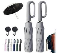 Zealburst Parapluie pliable pour la pluie et le soleil, parapluie automatique avec boucle à boucle, compact et léger pour les voyages et un usage quotidien, 2-Gris
