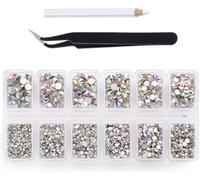 Zealer Lot de 4200 Strass à Dos Plats - pour Le Bricolage - Strass Ronds Autocollants pour vêtements - 6 Tailles de 1,5 mm à 4,8 mm