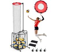 ZEALFEEL Équipement d'entraînement de volley-ball avec 6 réglages de hauteur et 5 angles, filet d'entraînement avec sac de collecte en tissu cible, 4 roues et sac de sable, pour intérieur et extérieur