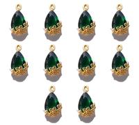 ZeaLian Perles en forme de goutte d'eau en cristal de zircone - Laiton plaqué or - Pour la fabrication de bijoux, bracelets, colliers, boucles d'oreilles, pendentifs, fournitures artisanales