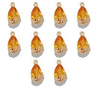 ZeaLian Perles en forme de goutte d'eau en cristal de zircone - Laiton plaqué or - Pour la fabrication de bijoux, bracelets, colliers, boucles d'oreilles, pendentifs, fournitures artisanales