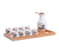 ZEALMAX Ensemble de 9 Verres à saké Chinois et Japonais, Art du vin et du thé, Magnifiques cruches à saké et Verres à vin, Style Classique A