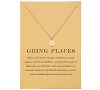 Zealmer Collier délicat avec pendentif boussole et carte du monde plaqué or 18 carats, cadeau de remise de diplôme pour amis, 18 inches (chain), 0.4 inch (pendant), Or, Ne s'applique pas