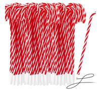 Zealor Lot de 100 stylos de Noël en forme de canne à sucre d'orge avec encre noire pour Noël, vacances, Nouvel An, décoration d'intérieur, cadeau de fête, rouge