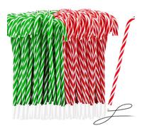 Zealor Lot de 100 stylos de Noël en forme de canne à sucre d'orge avec encre noire pour Noël, vacances, Nouvel An, décoration d'intérieur, cadeau de fête, rouge et vert