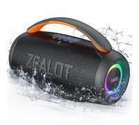 ZEALOT Enceinte Bluetooth Portable avec Son Stéréo 50W, 20 Heures d'Autonomie, IPX6, Appairage Stéréo sans Fil, Haut Parleur Bluetooth 5.3, AUX, Carte TF, Lumière LED, pour Extérieur, Fêtes, Voyage