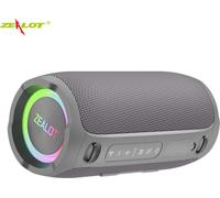 ZEALOT Haut-parleur portable sans fil, BT 5.3, puissance 50 W, stéréo TWS, effet de lumière RGB, effet sonore hi-fi, supporte AUX BT carte TF, gris