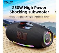 ZEALOT-S89 250W haut-parleur Bluetooth fort Portable étanche, caisson de basses Boombox extérieur sans fil triple radiateurs passifs-basse profonde Black