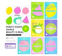 ZealSea Beauté propre Masque Visage Skincare, Minimalisme 15 Ingrédients Masque Tissu, Conception de couleurs Dopamine, Spa Pyjama Party, Cadeau Adolescente Fille Femme, Soins pour le Visage, 7 Unité