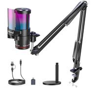 zealsound Kit Microphone de Jeu USB, Mic condensateur à Annulation de Bruit avec Touch Mute,Monitoring,Bras de Perche pour Streaming,Podcast,Twitch,Youtube,Discord,iPhone,iPad,PC,Ordinateur,PS4/5,Mac